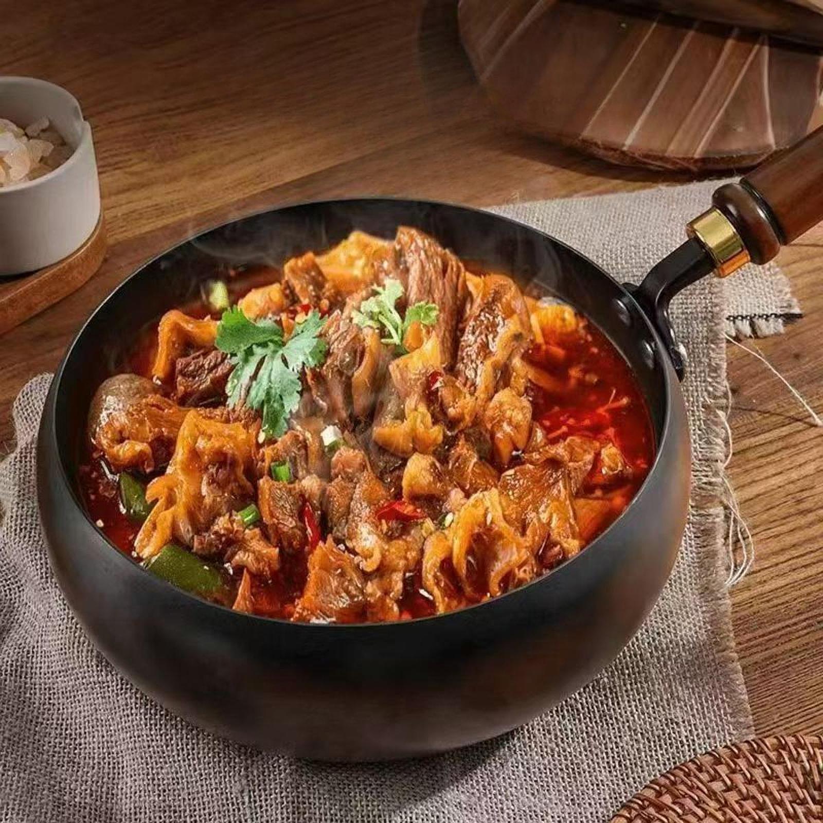 Wok Electric Flat - 24-centymetrowa patelnia Wok z drewnianą pokrywką